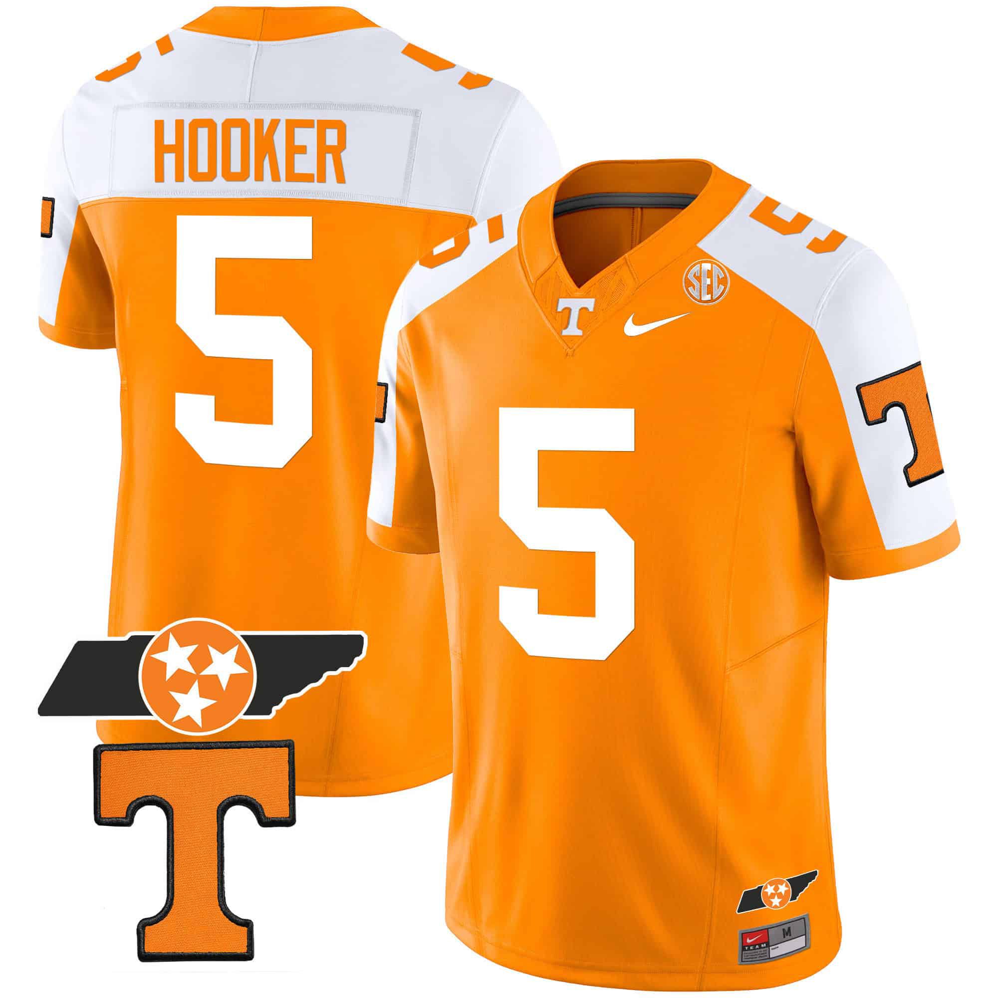 Men Tennessee Volunteers #5 Hooker Orange 2024 Nike Checkerboard & Alternate NCAA Jersey style 1->ncaa teams->NCAA Jersey